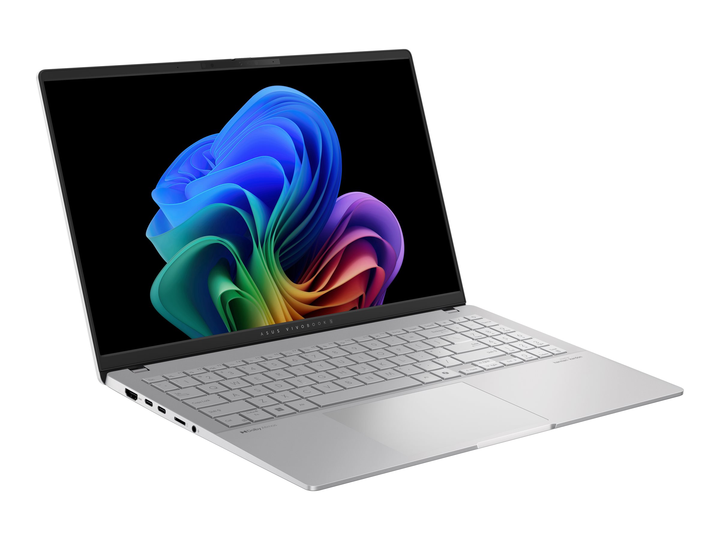 ASUS VivoBook S 15 OLED S5507QA-DRMA086W - Conception de charnière à 180 degrés - Snapdragon X Elite - X1E-78-100 / jusqu'à 3.4 GHz - Win 11 Home - Qualcomm Adreno - 32 Go RAM - 1 To SSD NVMe - 15.6" OLED 2880 x 1620 (3K) @ 120 Hz - Wi-Fi 7, Bluetooth - argent cool - 90NB14Q2-M009L0 - Ordinateurs portables