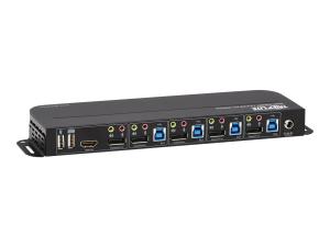 Tripp Lite 4-Port DisplayPort KVM with Dual Console Ports (DP and HDMI), 4K 60Hz 4:4:4, DP1.4 with IR Remote - Commutateur écran-clavier-souris/audio/USB - 4 x KVM / audio / USB - 1 utilisateur local - de bureau - B005-DPUA4 - Commutateurs KVM
