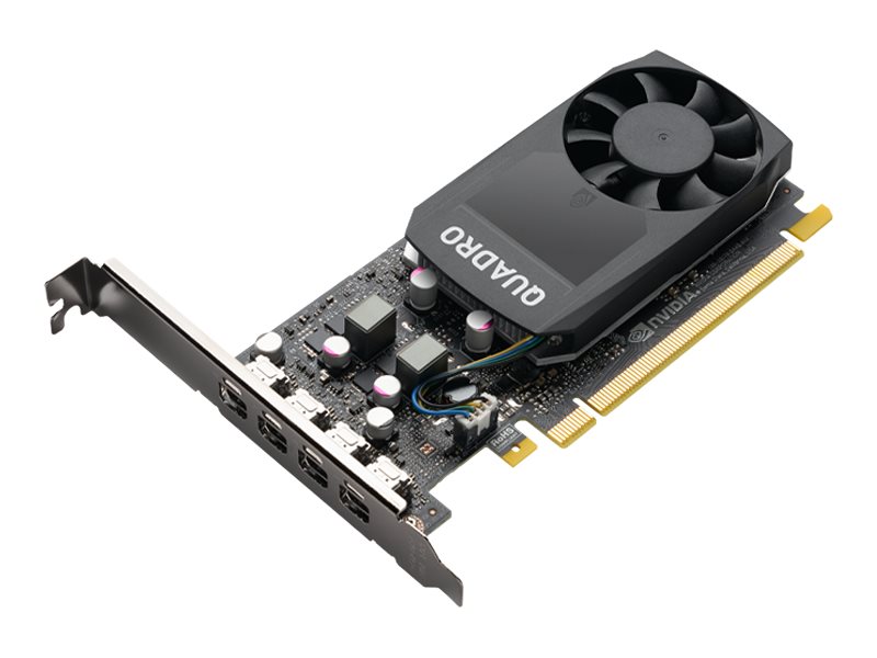 NVIDIA Quadro P1000 - Carte graphique - Quadro P1000 - 4 Go GDDR5 - PCIe 3.0 x16 profil bas - 4 x Mini DisplayPort - Adaptateurs inclus - VCQP1000V2-PB - Adaptateurs vidéo professionnels