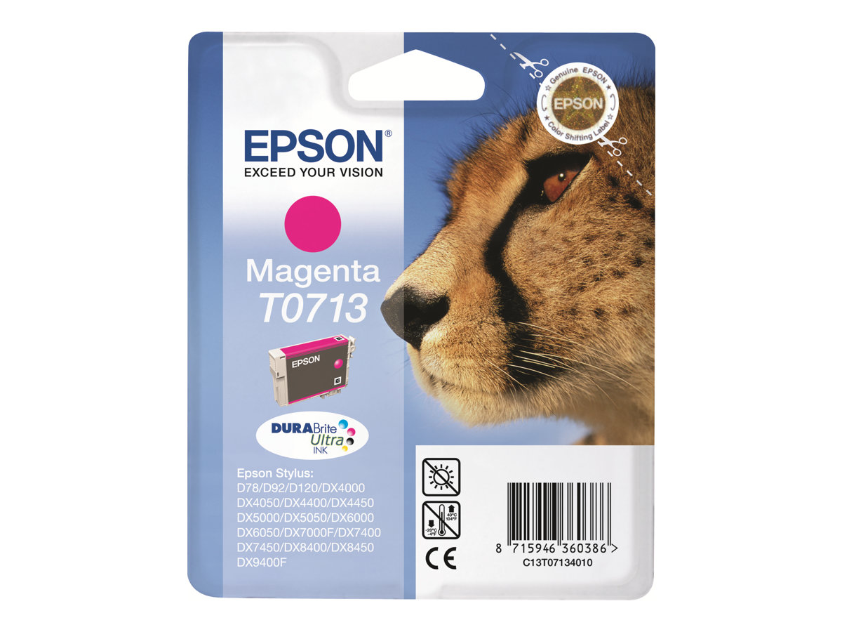 Epson T0713 - 5.5 ml - magenta - original - cartouche d'encre - pour Stylus DX9400, SX115, SX210, SX215, SX218, SX415, SX515, SX610; Stylus Office BX310, BX610 - C13T07134012 - Cartouches d'encre Epson