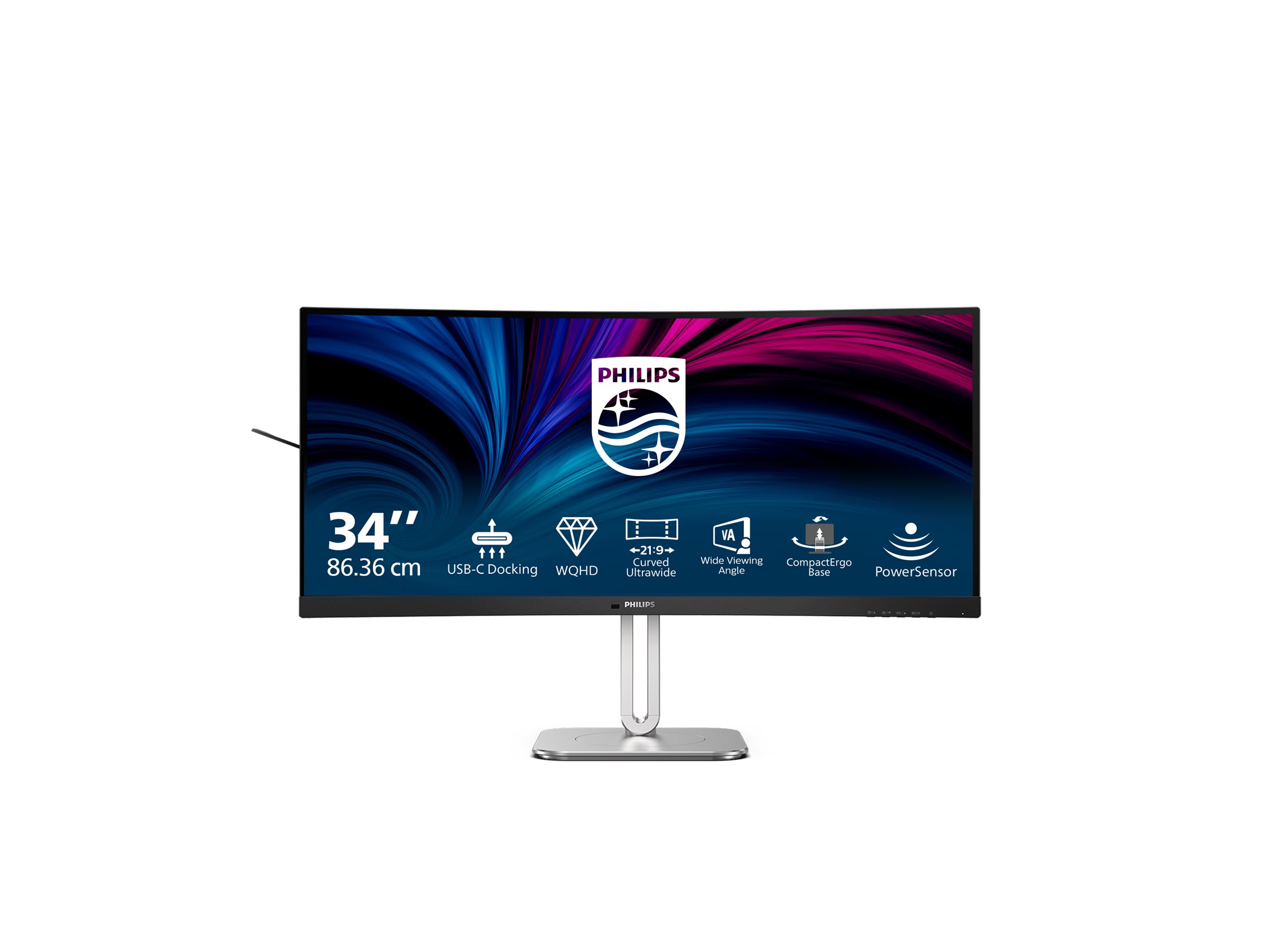 Philips 34B2U5600C - 5000 Series - écran LED - incurvé - USB - 34" - 3440 x 1440 WQHD @ 120 Hz - VA - 300 cd/m² - 4000:1 - 4 ms - 2xHDMI, DisplayPort, USB-C - haut-parleurs - Charbon - 34B2U5600C/00 - Écrans d'ordinateur