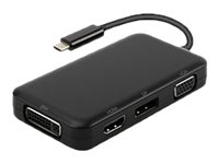 DLH - Adaptateur vidéo - 24 pin USB-C mâle pour HD-15 (VGA), HDMI, DVI, DisplayPort femelle - 15 cm - noir - prise en charge de 4K60Hz (3 840 x 2 160) (DP), 4K30Hz (HDMI) - DY-TU4880B - Câbles vidéo