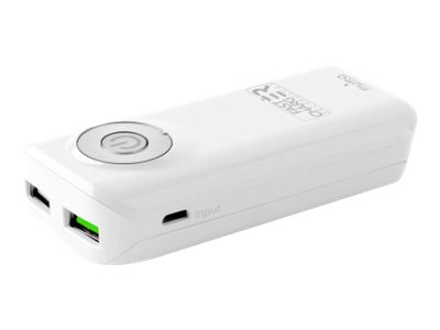 Puro - Banque d'alimentation - 5200 mAh - 12 Watt - 2.4 A - Fast Charge - 2 connecteurs de sortie (USB) - blanc - PUROPOWERBFC5200W - Adaptateurs électriques et chargeurs
