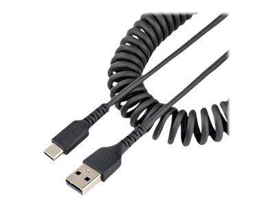 StarTech.com Câble USB vers USB-C de 50cm - Cordon USB USB-C Enroulé à Usage Intensif - Câble USB-A vers USB-C en Fibre Aramide Robuste - Chargeur USB-C M/M - Adaptateur TB3 Noir (R2ACC-50C-USB-CABLE) - Câble USB - USB (M) pour 24 pin USB-C (M) - USB 2.0 - 3 A - 50 cm - bobiné - noir - R2ACC-50C-USB-CABLE - Câbles USB