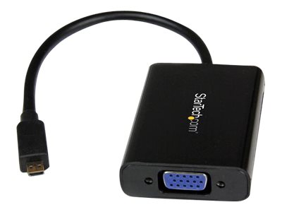 StarTech.com Câble Adaptateur Micro HDMI vers VGA avec Audio - Convertisseur Vidéo Micro HDMI (Type D) (M) vers VGA (F) - 1920x1200 - Convertisseur vidéo - HDMI - VGA - noir - MCHD2VGAA2 - Convertisseurs vidéo