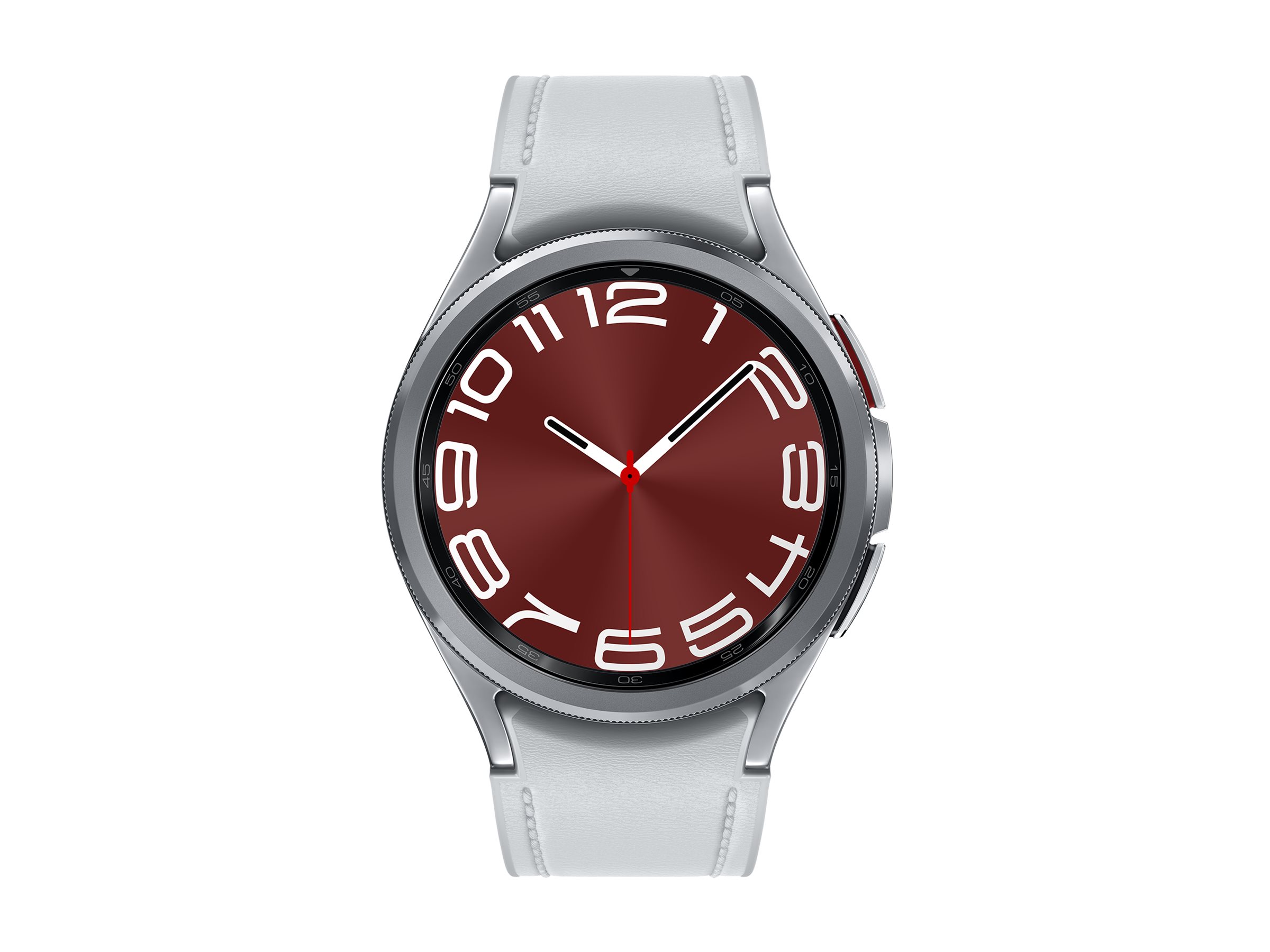 Samsung Galaxy Watch6 Classic - 43 mm - montre intelligente avec bande - cuir écologique hybride - argent - taille du bracelet : S/M - affichage 1.3" - 16 Go - NFC, Wi-Fi, Bluetooth - 52 g - argent - SM-R950NZSAXEF - Montres intelligentes