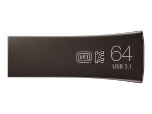 Samsung BAR Plus MUF-64BE4 - Clé USB - 64 Go - USB 3.1 Gen 1 - gris titan - MUF-64BE4/APC - Lecteurs flash