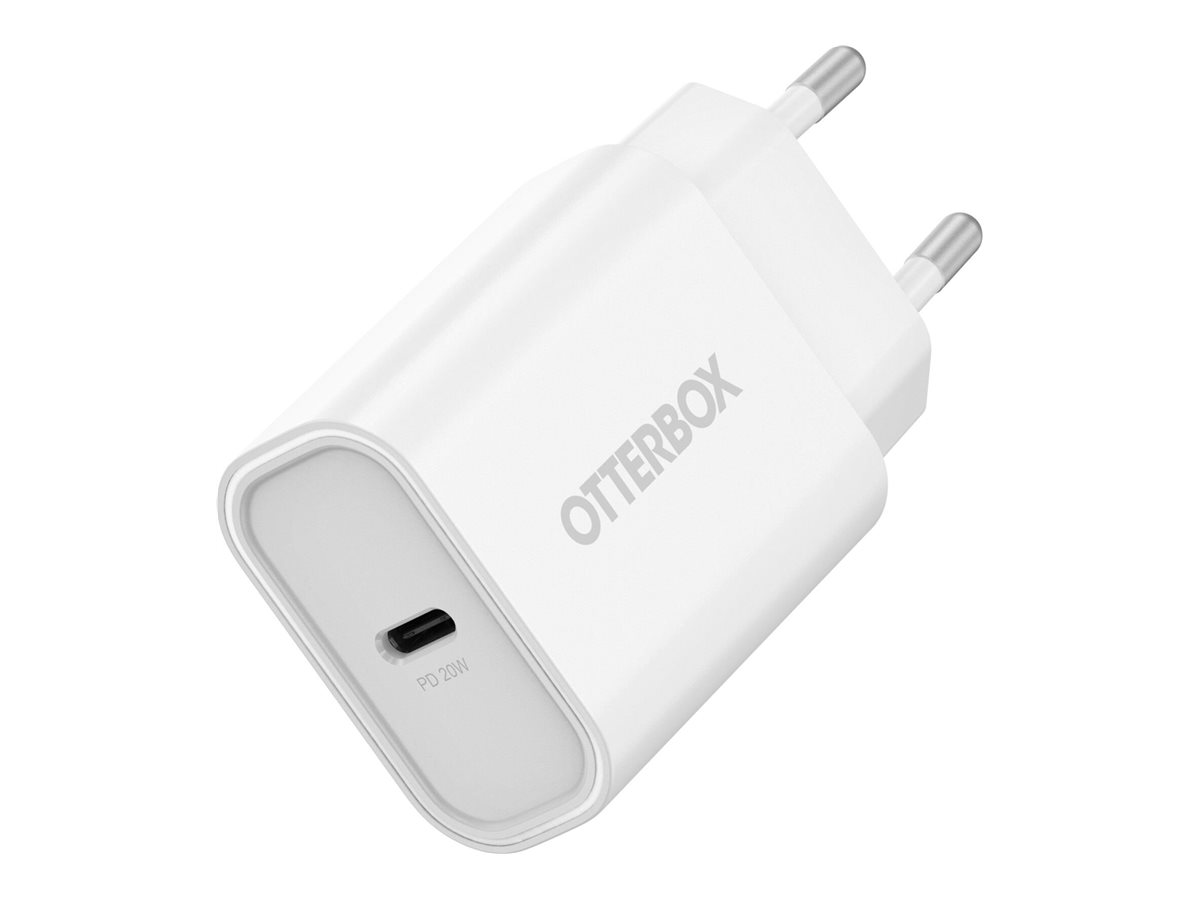 OtterBox - Adaptateur secteur - 20 Watt - PD (24 pin USB-C) - blanc - 78-81340 - Adaptateurs électriques et chargeurs