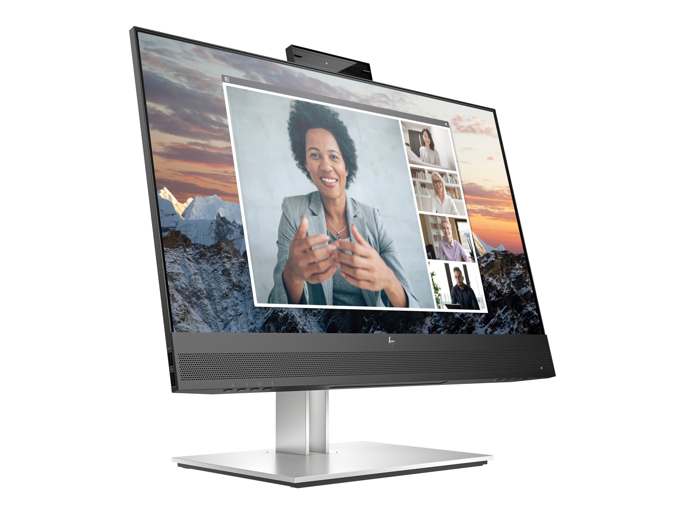 HP E24m G4 Conferencing - E-Series - écran LED - 23.8" - 1920 x 1080 Full HD (1080p) @ 75 Hz - IPS - 300 cd/m² - 1000:1 - 5 ms - HDMI, DisplayPort, USB-C - haut-parleurs - argent (support), tête noire - 40Z32AA#ABB - Écrans d'ordinateur