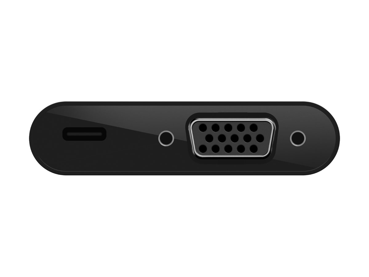 Belkin USB-C to VGA + Charge Adapter - Adaptateur vidéo - 24 pin USB-C mâle pour HD-15 (VGA), USB-C (alimentation uniquement) femelle - noir - support 1080p, USB Power Delivery (60W) - AVC001btBK - Câbles vidéo