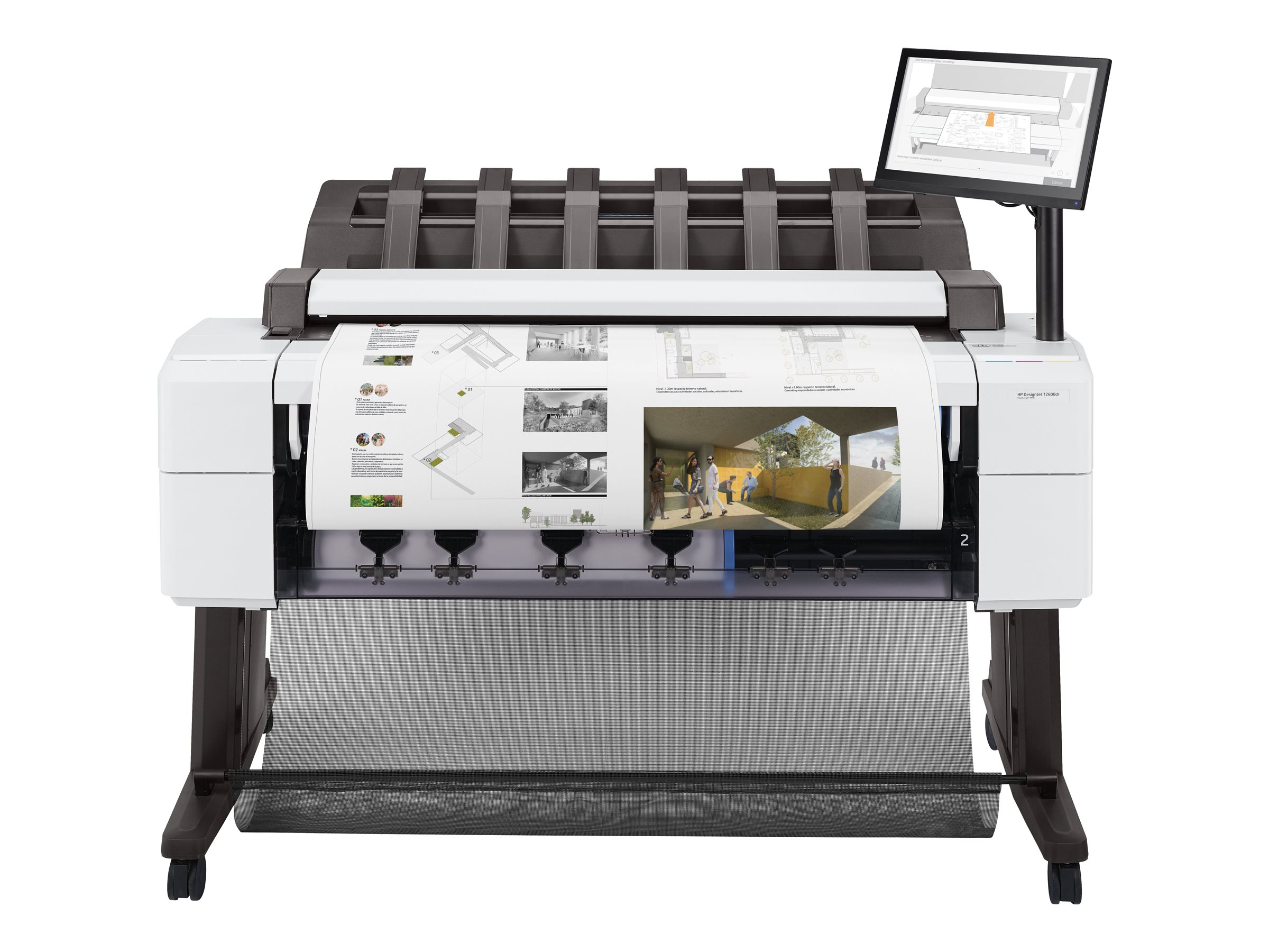 HP DesignJet T2600dr PostScript MFP - 36" imprimante multifonctions - couleur - jet d'encre - 914 x 8000 mm, 610 x 15000 mm (original) - Rouleau (91,4 cm x 91,4 m), 914 x 1219 mm (support) - jusqu'à 0.32 min/page (impression) - 2 rouleaux - Gigabit LAN, USB - 3EK15A#B19 - Imprimantes multifonctions