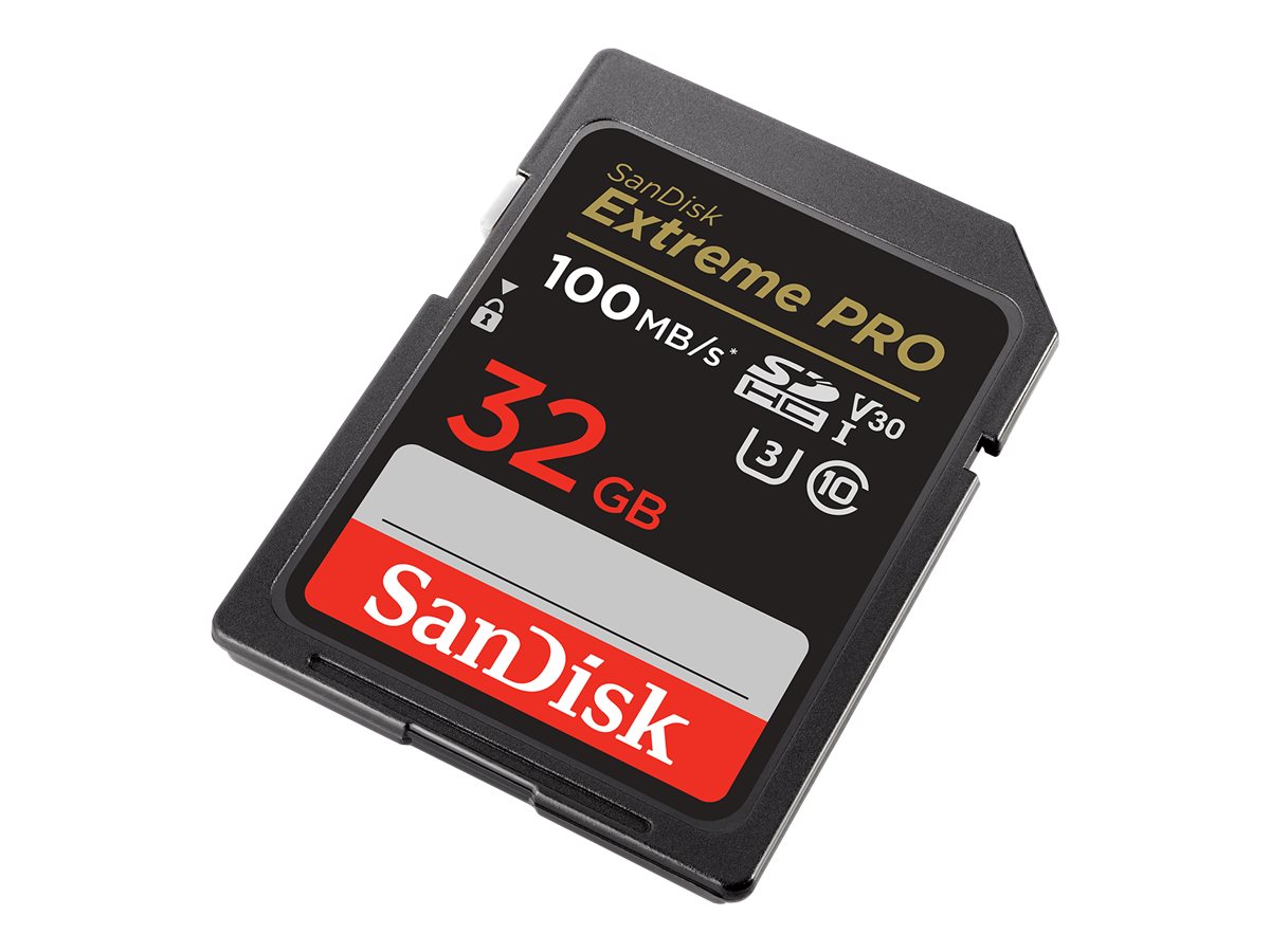 SanDisk Extreme Pro - Carte mémoire flash - 32 Go - Video Class V30 / UHS-I U3 / Class10 - SDHC UHS-I - SDSDXXO-032G-GN4IN - Cartes flash