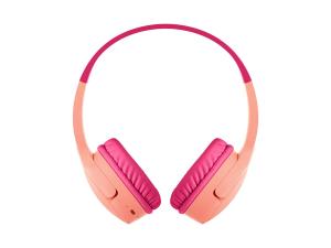 Belkin SoundForm Mini - Écouteurs avec micro - sur-oreille - Bluetooth - sans fil - jack 3,5mm - rose - AUD002BTPK - Écouteurs