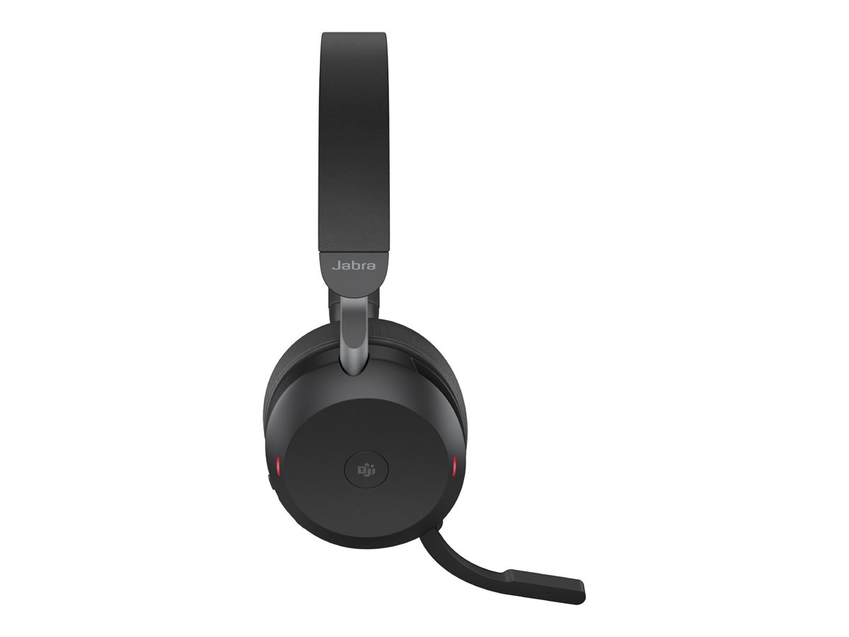 Jabra Evolve2 75 - Micro-casque - sur-oreille - Bluetooth - sans fil - Suppresseur de bruit actif - USB-C - isolation acoustique - noir - avec support de chargement - Certifié pour Microsoft Teams - 27599-999-889 - Écouteurs