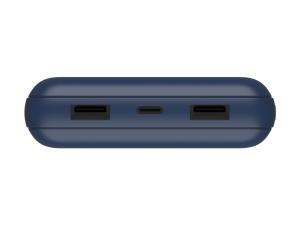 Belkin BOOST CHARGE - Banque d'alimentation - 20000 mAh - 15 Watt - 3 connecteurs de sortie (USB, 24 pin USB-C) - sur le câble : USB-C - bleu - BPB012BTBL - Adaptateurs électriques et chargeurs
