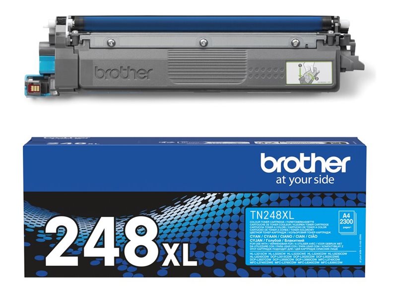 Brother TN248XLC - À rendement élevé - cyan - original - boîte - cartouche de toner - pour Brother DCP-L3520, DCP-L3560, HL-L3220, HL-L3240, HL-L8240, MFC-L3760, MFC-L8390 - TN248XLC - Cartouches de toner Brother