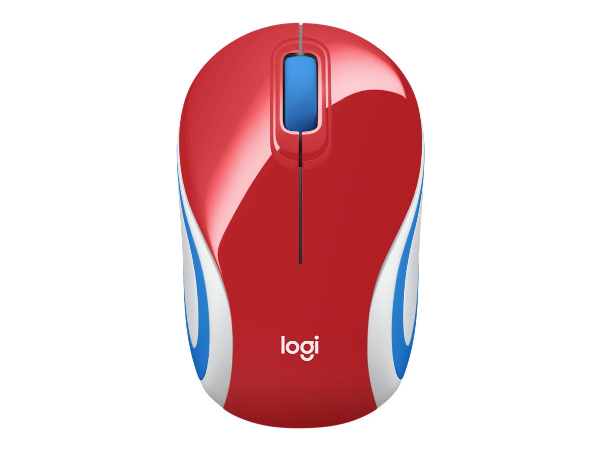 Logitech M187 - Souris - optique - 3 boutons - sans fil - 2.4 GHz - récepteur sans fil USB - rouge vif - 910-002732 - Souris