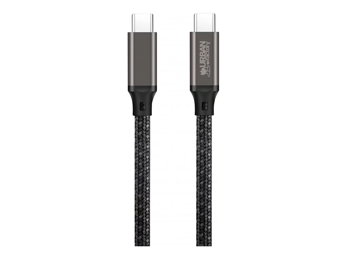 Urban Factory BASEE - Câble USB - 24 pin USB-C (M) pour 24 pin USB-C (M) - 5 A - 2 m - Alimentation USB (100 W), câble tressé - noir - CAB04UF - Câbles USB
