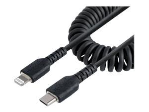StarTech.com Câble USB-C vers Lightning de 1m - Adaptateur USB C vers Lightning Noir Certifié Mfi, Gaine en TPE - Câble USB Type-C/Lightning - Chargeur USB-C vers Iphone (RUSB2CLT1MBC) - Câble Lightning - 24 pin USB-C mâle pour Lightning mâle - 1 m - noir - bobiné - RUSB2CLT1MBC - Câbles spéciaux