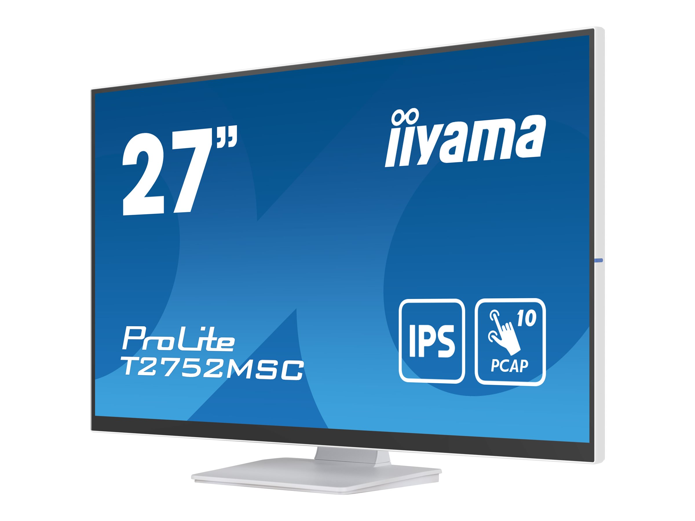 iiyama ProLite T2752MSC-W1 - Écran LED - 27" - écran tactile - 1920 x 1080 Full HD (1080p) @ 60 Hz - IPS - 400 cd/m² - 1000:1 - 5 ms - HDMI, DisplayPort - haut-parleurs - blanc, mat - T2752MSC-W1 - Écrans d'ordinateur