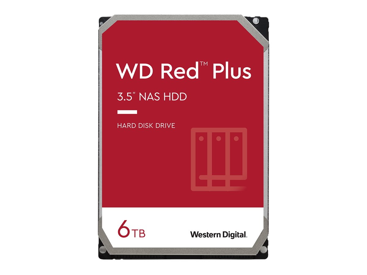 WD Red Plus WD60EFPX - Disque dur - 6 To - interne - 3.5" - SATA 6Gb/s - 5400 tours/min - mémoire tampon : 256 Mo - WD60EFPX - Disques durs internes