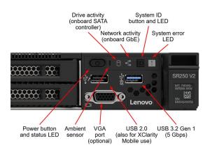 Lenovo ThinkSystem SR250 V2 7D7Q - Serveur - Montable sur rack - 1U - 1 voie - 1 x Xeon E-2334 / 3.4 GHz - RAM 16 Go - hot-swap 2.5" baie(s) - aucun disque dur - Matrox G200 - moniteur : aucun - 7D7QA02NEA - Serveurs rack