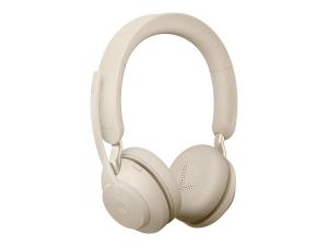Jabra Evolve2 65 UC Stereo - Micro-casque - sur-oreille - Bluetooth - sans fil - USB-A - isolation acoustique - beige - 26599-989-998 - Écouteurs