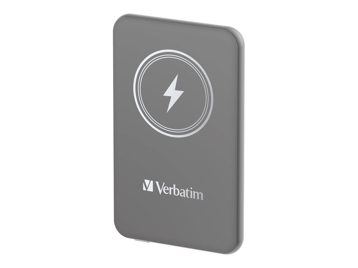 Verbatim Charge 'n' Go - Banque d'alimentation sans fil - support magnétique - Li-pol - 5000 mAh - 20 Watt - 2.4 A - Apple 2.4A, Apple Fast Charge, BC1.2, PD 3.0, Quick Charge 3.0 (24 pin USB-C) - gris - 32244 - Adaptateurs électriques et chargeurs