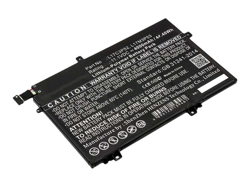 DLH - Batterie de portable (standard) (équivalent à : Lenovo 01AV464, Lenovo 01AV465, Lenovo 01AV466, Lenovo L17C3P52, Lenovo L17M3P53, Lenovo L17M3P54, Lenovo SB10K97612, Lenovo SB10K97613) - Lithium Ion - 6 cellules - 4000 mAh - 45 Wh - noir - pour Lenovo ThinkPad L14 Gen 1 20U1, 20U2, 20U5, 20U6; L14 Gen 2 20X1, 20X2, 20X5, 20X6; L15 Gen 1 20U3, 20U4, 20U7, 20U8; L15 Gen 2 20X3, 20X4, 20X7, 20X8; L480 20LS, 20LT; L490 20Q5, 20Q6; L580 20LW, 20LX; L590 20Q7, 20Q8 - LEVO3794-B045Y4 - Batteries spécifiques