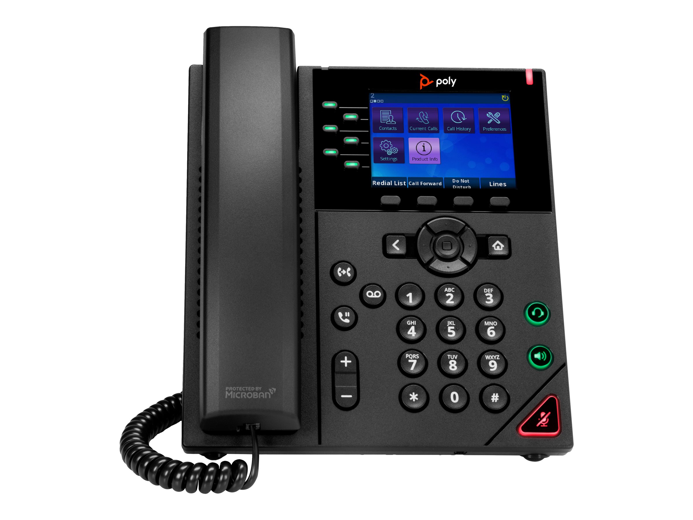 Poly VVX 350 - Téléphone VoIP - (conférence) à trois capacité d'appel - SIP, SRTP, SDP - 6 lignes - noir - compatible GSA Trade - Conformité TAA - 89B71AA#AC3 - Téléphones filaires