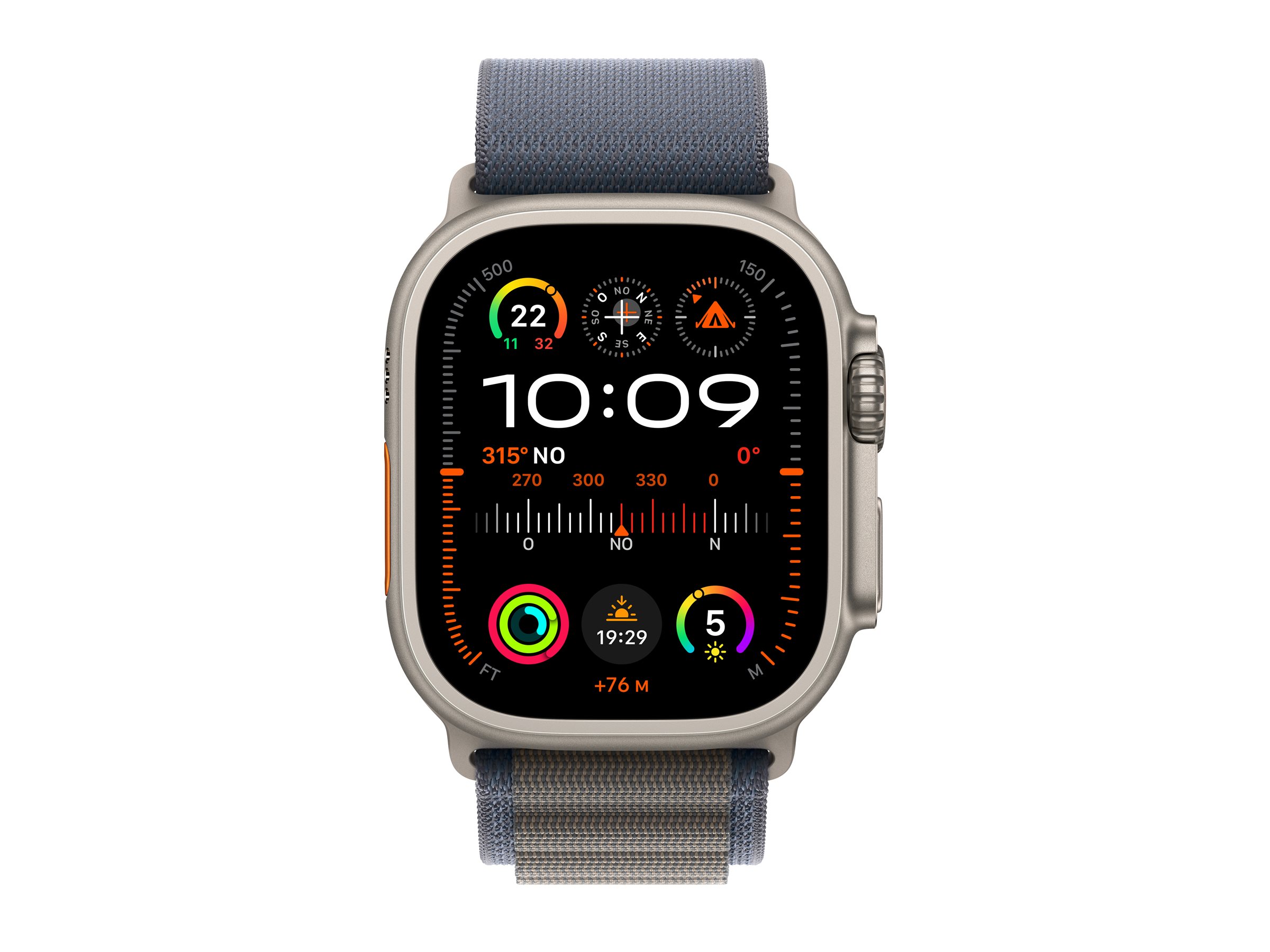 Apple Watch Ultra 2 - 49 mm - titane - montre intelligente avec Boucle Alpine - textile - bleu - taille du bracelet : L - 64 Go - Wi-Fi, LTE, UWB, Bluetooth - 4G - 61.4 g - MREQ3NF/A - Montres intelligentes