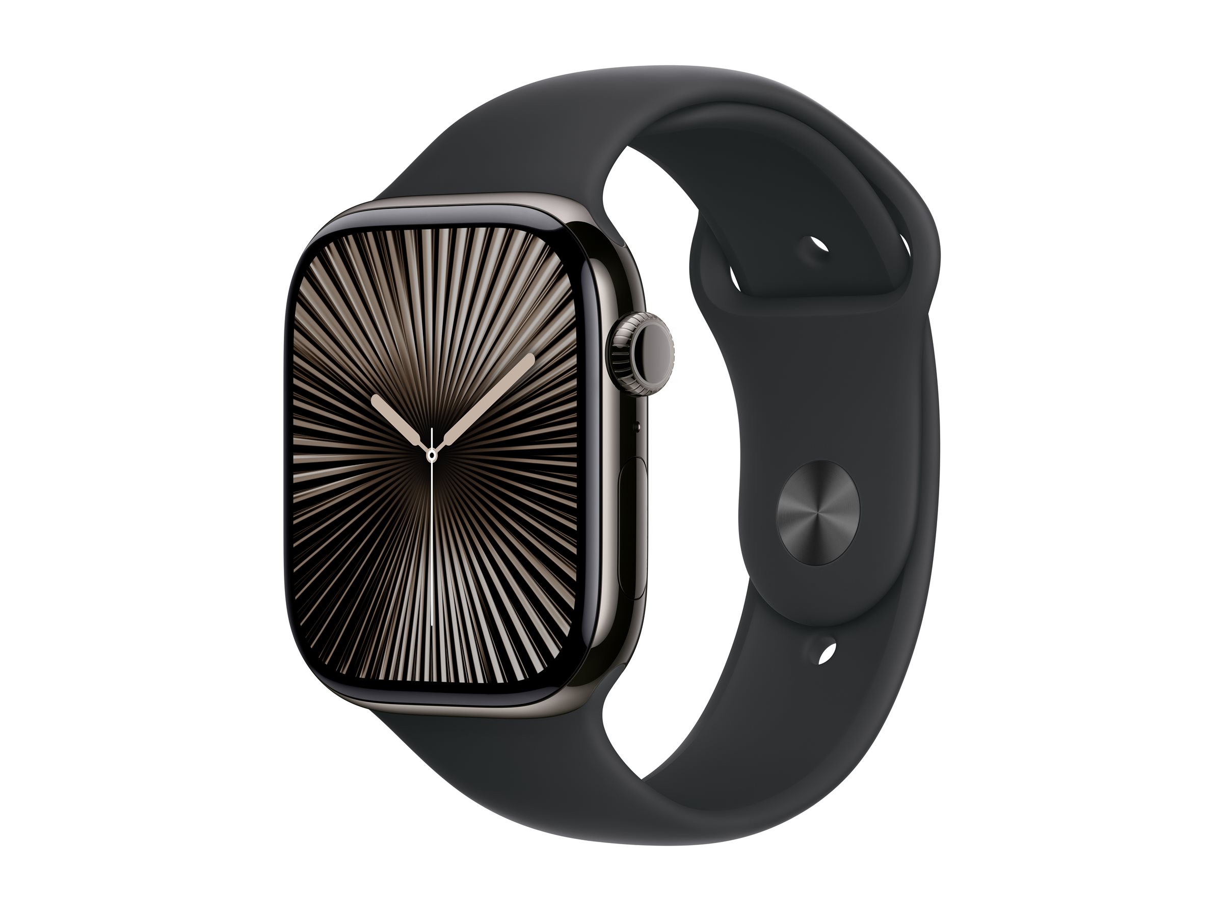 Apple Watch Series 10 (GPS + Cellular) - 46 mm - ardoise titane - montre intelligente avec bande sport - fluoroélastomère - noir - taille du bracelet : M/L - 64 Go - LTE, Wi-Fi 4, UWB, Bluetooth - 4G - 41.7 g - MWYE3QF/A - Montres intelligentes