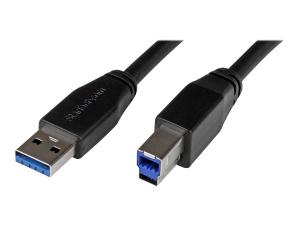 StarTech.com Câble USB 3.0 actif USB-A vers USB-B de 5 m - Cordon USB A vers B - USB 3.1 Gen 1 (5 Gb/s) - M/M - Noir - Câble USB - USB Type B (M) pour USB type A (M) - USB 3.0 - 5 m - moulé - noir - pour P/N: ST1030USBM - USB3SAB5M - Câbles USB