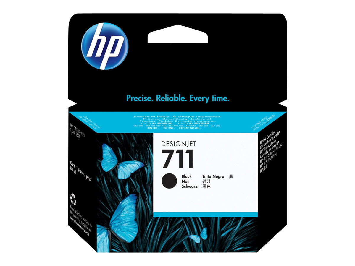 HP 711 - 80 ml - noir - original - cartouche d'encre - pour DesignJet T100, T120, T120 ePrinter, T125, T130, T520, T520 ePrinter, T525, T530 - CZ133A - Cartouches d'imprimante