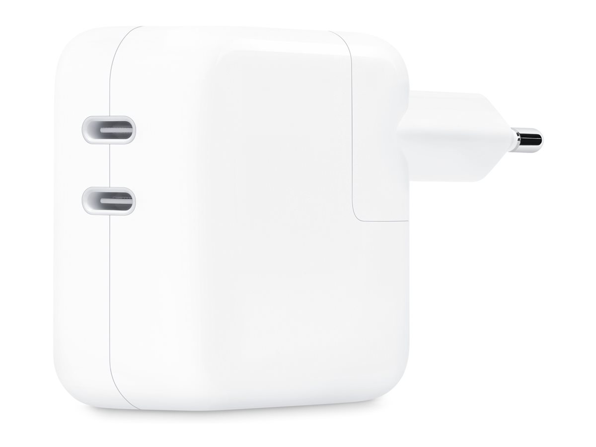 Apple - Adaptateur secteur - 35 Watt - 2 connecteurs de sortie (24 pin USB-C) - MW2K3ZM/A - Batteries et adaptateurs d'alimentation pour téléphone cellulaire