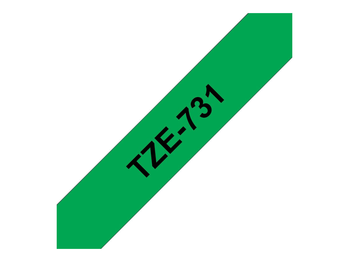 Brother TZe-731 - Noir sur vert - Rouleau (1,2 cm x 8 m) 1 cassette(s) ruban laminé - pour Brother PT-D210, D600, H110, P750; P-Touch PT-1005, D450, H110; P-Touch Cube Pro PT-P910 - TZE731 - Rouleaux de papier