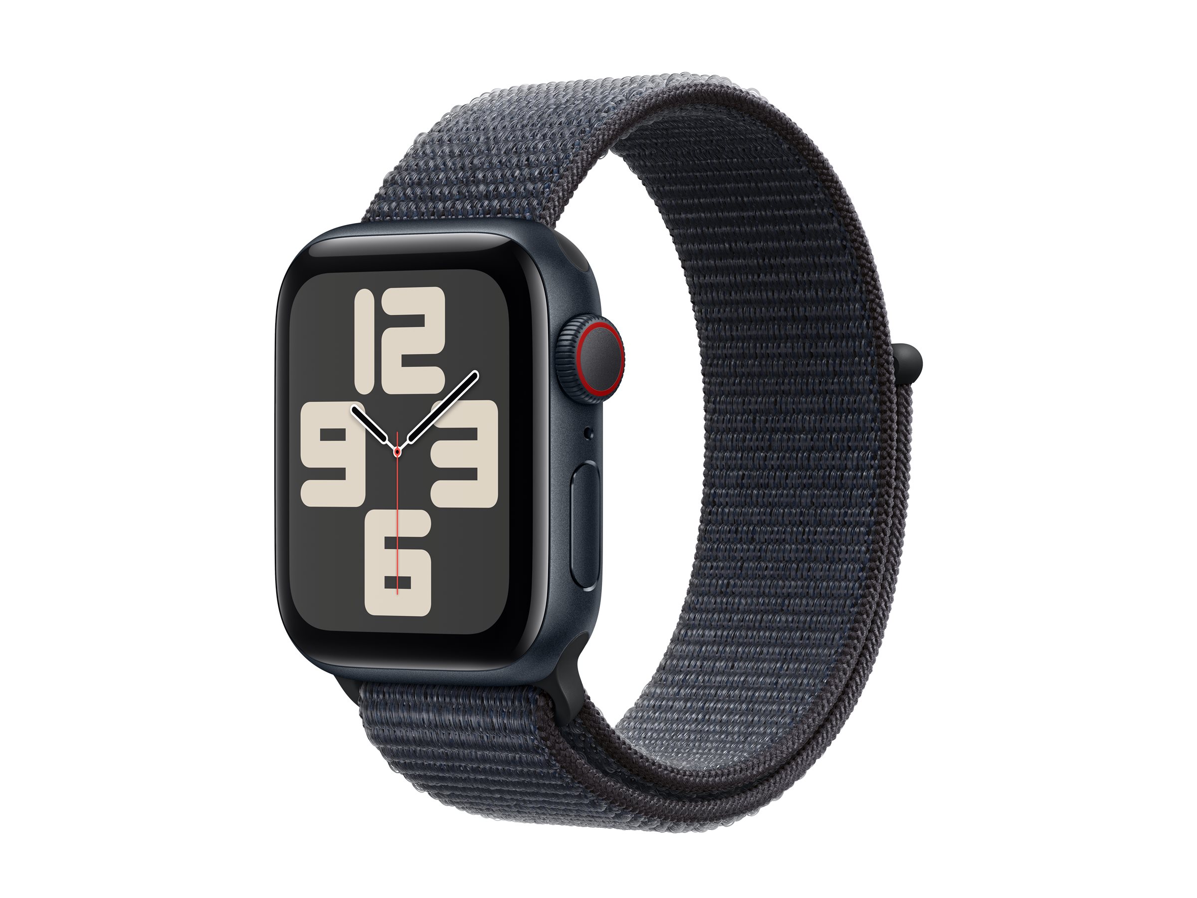 Apple Watch SE (GPS + Cellular) - 2e génération - 40 mm - aluminium minuit - montre intelligente avec boucle sport - deux couches de matières textiles tissées - encre - taille du poignet : 130-200 mm - 32 Go - LTE, Wi-Fi 4, Bluetooth - 4G - 27.8 g - MXGA3QF/A - Montres intelligentes