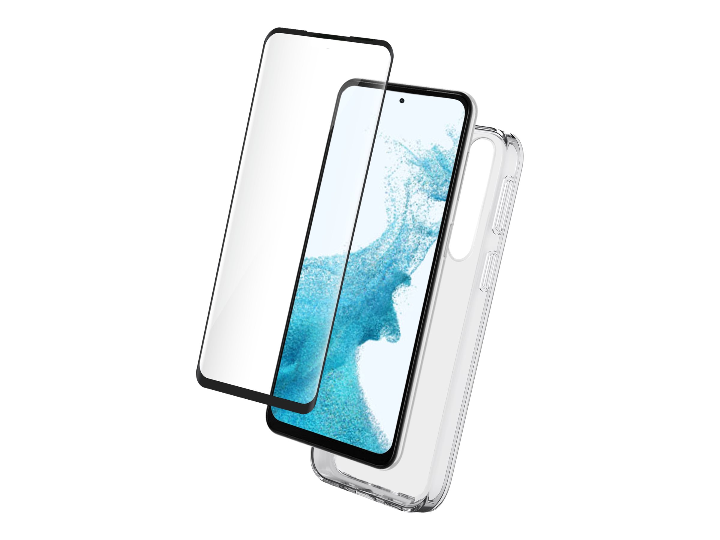 BIGBEN Connected Protection Pack - Coque de protection pour téléphone portable - polyuréthanne thermoplastique (TPU) - transparent - avec protection d'écran en verre trempé 2.5D (9H) - pour Samsung Galaxy A54 5G - PACKSILIVTGA545G - Coques et étuis pour téléphone portable