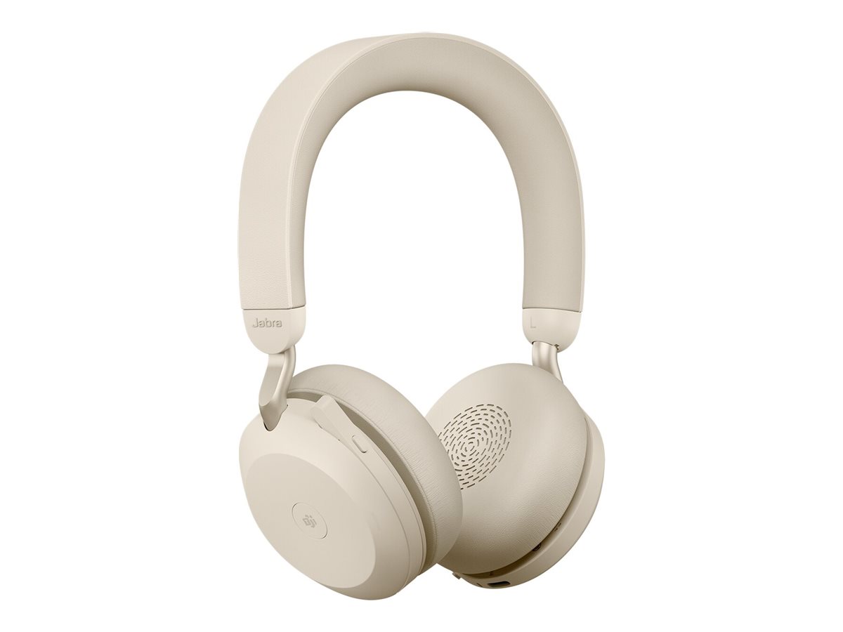 Jabra Evolve2 75 - Micro-casque - sur-oreille - Bluetooth - sans fil - Suppresseur de bruit actif - USB-C - isolation acoustique - beige - Certifié pour Microsoft Teams - 27599-999-898 - Écouteurs