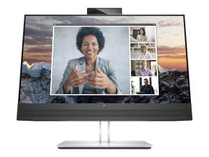 HP E24m G4 Conferencing - E-Series - écran LED - 23.8" - 1920 x 1080 Full HD (1080p) @ 75 Hz - IPS - 300 cd/m² - 1000:1 - 5 ms - HDMI, DisplayPort, USB-C - haut-parleurs - argent (support), tête noire - 40Z32AA#ABB - Écrans d'ordinateur