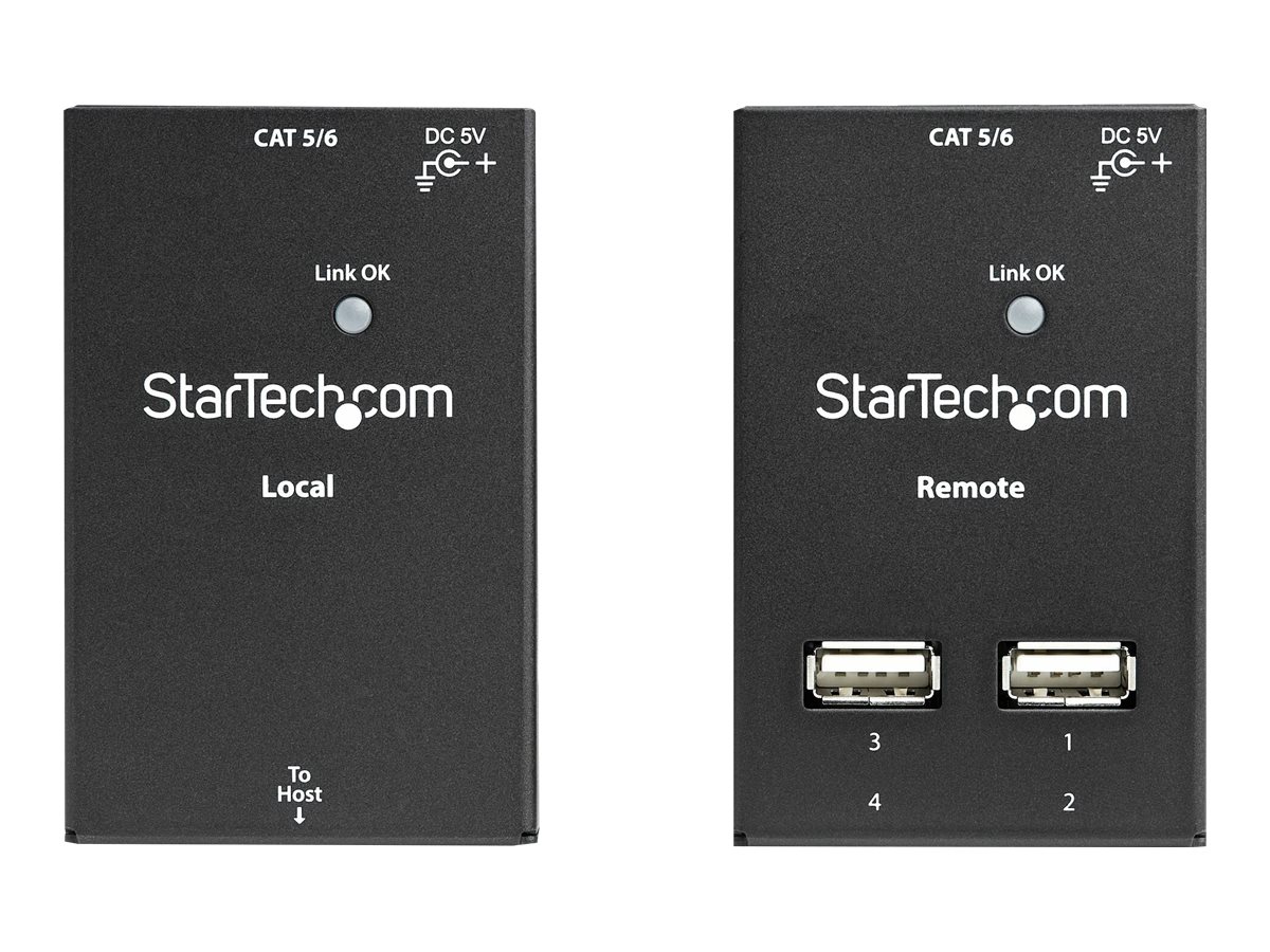 StarTech.com 4-Port USB 2.0 Extender - 165ft (50m) USB Over Cat5/Cat6 Extender - Compact USB 2.0 Over Ethernet Extender (USB2004EXTV) - Câble de rallonge USB - USB 2.0 - plus de CAT 5/6 - 4 ports - jusqu'à 50 m - pour P/N: SVA5N3NEUA - USB2004EXTV - Prolongateurs de signal