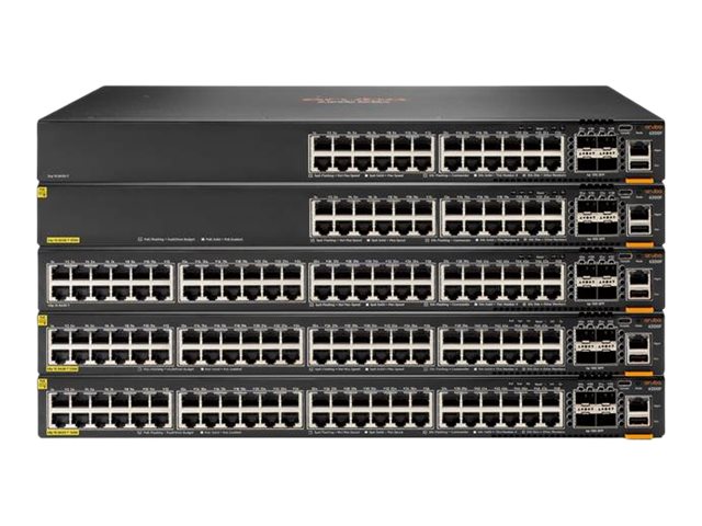 HPE Aruba 6200M 24G 4SFP+ Switch - Commutateur - distance max. d'empilage de 10 km - C3 - Géré - 24 x 10/100/1000 + 4 x 1 Gigabit/10 Gigabit SFP+ (liaison montante/empilage) - de l'avant et du côté vers l'arrière - Montable sur rack - BTO - R8Q67A - Commutateurs gérés