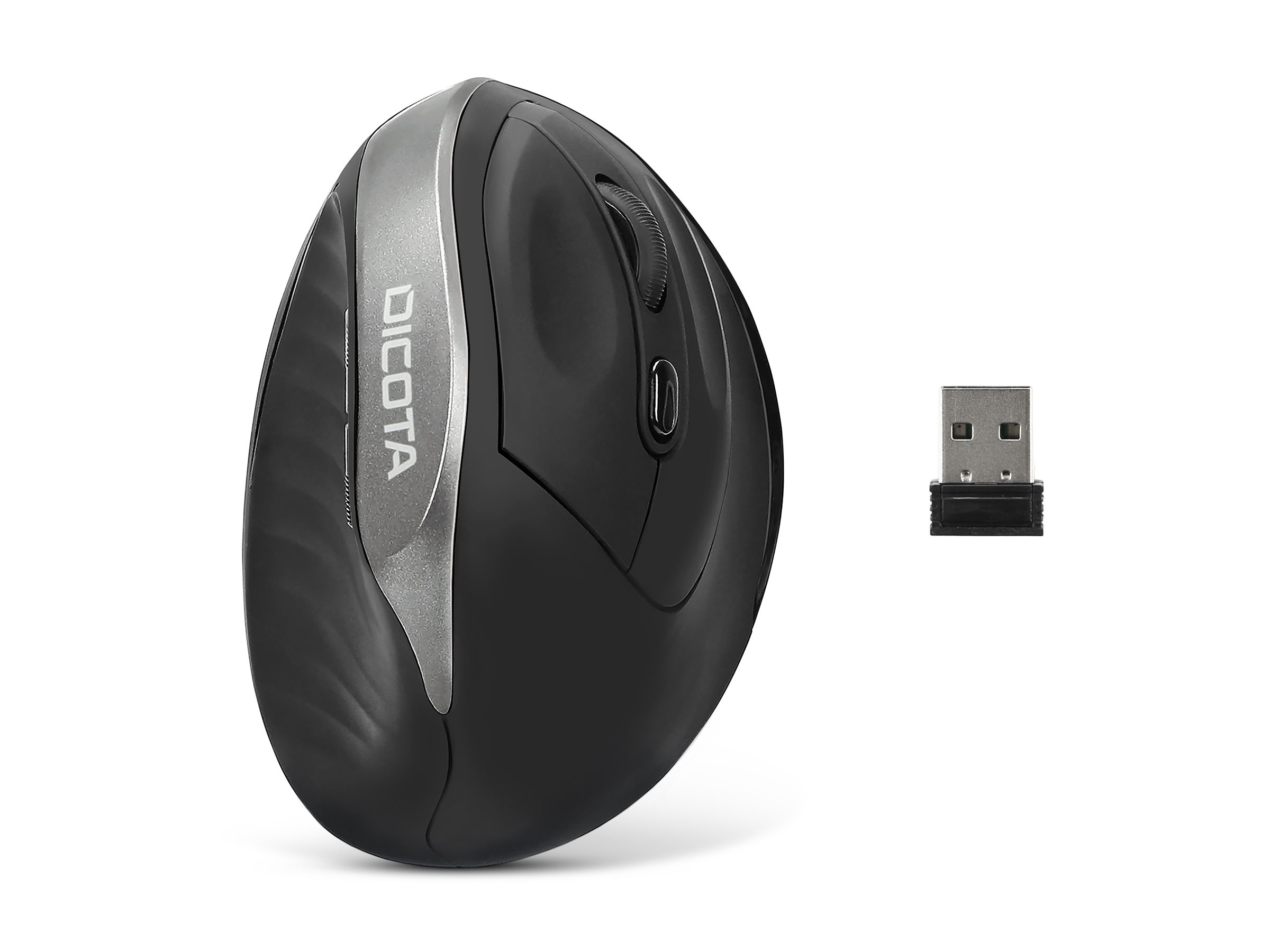 DICOTA Relax - Souris - ergonomique - pour droitiers - 5 boutons - sans fil - récepteur sans fil USB - noir - D31981 - Souris