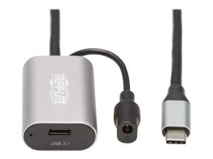 Tripp Lite USB C Active Extension Cable USB C to USB C USB 3.1 Gen 1 M/F 5M - Rallonge de câble USB - 24 pin USB-C (M) pour 24 pin USB-C (F) - USB 3.1 Gen1 - 5 m - actif - gris, noir - pour P/N: U040-06N-MIC-F, U152-003-3P5, U280-W01-100C1G, U280-W01-50C1, U420-C06, U428-003 - U330-05M-C2C - Câbles USB