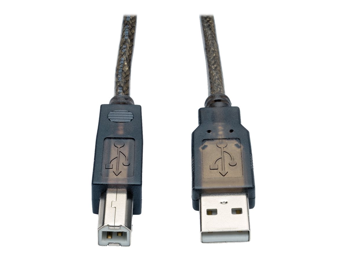 Tripp Lite 50ft USB 2.0 Hi-Speed Active Repeater Cable USB-A to USB-B M/M 50' - Câble USB - USB type B (M) pour USB (M) - USB 2.0 - 15.24 m - actif, moulé - argent - U042-050 - Câbles USB