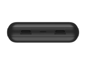 Belkin BOOST CHARGE - Banque d'alimentation - 20000 mAh - 15 Watt - 3 A - 3 connecteurs de sortie (24 pin USB-C, 2 x USB) - sur le câble : USB-C - noir - BPB012BTBK - Adaptateurs électriques et chargeurs