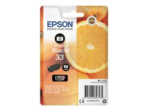 Epson 33 - 4.5 ml - photo noire - original - emballage coque avec alarme radioélectrique/ acoustique - cartouche d'encre - pour Expression Home XP-635, 830; Expression Premium XP-530, 540, 630, 635, 640, 645, 830, 900 - C13T33414022 - Cartouches d'imprimante