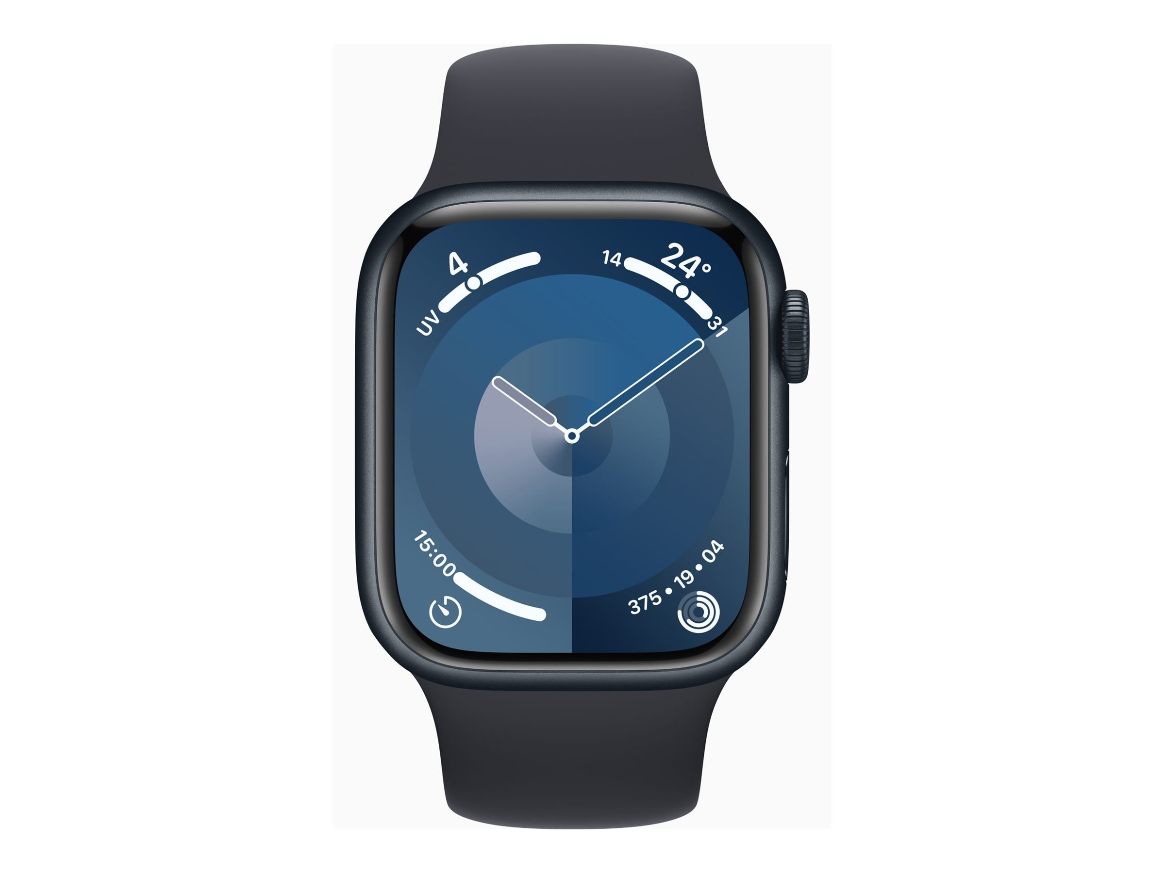 Apple Watch Series 9 (GPS) - 41 mm - aluminium minuit - montre intelligente avec bande sport - fluoroélastomère - minuit - taille du bracelet : S/M - 64 Go - Wi-Fi, UWB, Bluetooth - 31.9 g - MR8W3QF/A - Montres intelligentes