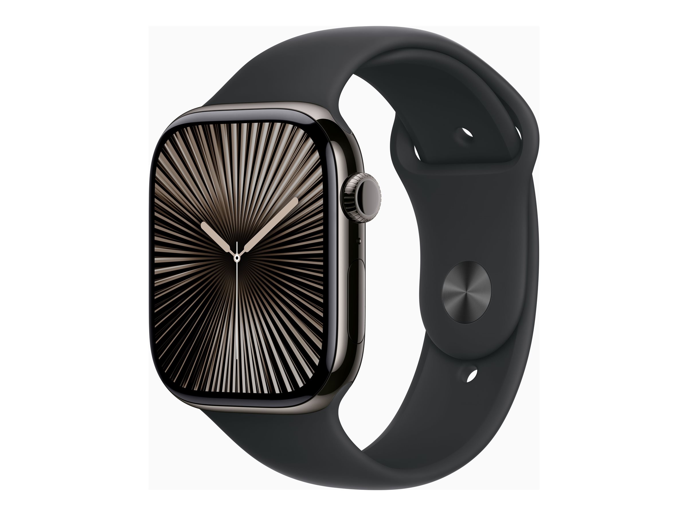 Apple Watch Series 10 (GPS + Cellular) - 46 mm - ardoise titane - montre intelligente avec bande sport - fluoroélastomère - noir - taille du bracelet : S/M - 64 Go - Wi-Fi 4, Bluetooth, UWB, LTE - 4G - 41.7 g - MWYD3QF/A - Montres intelligentes