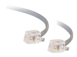 C2G RJ11 6P4C Straight Modular Cable - Câble de téléphone - RJ-11 (M) pour RJ-11 (M) - 3 m - gris - 83865 - Câbles pour téléphone/modem
